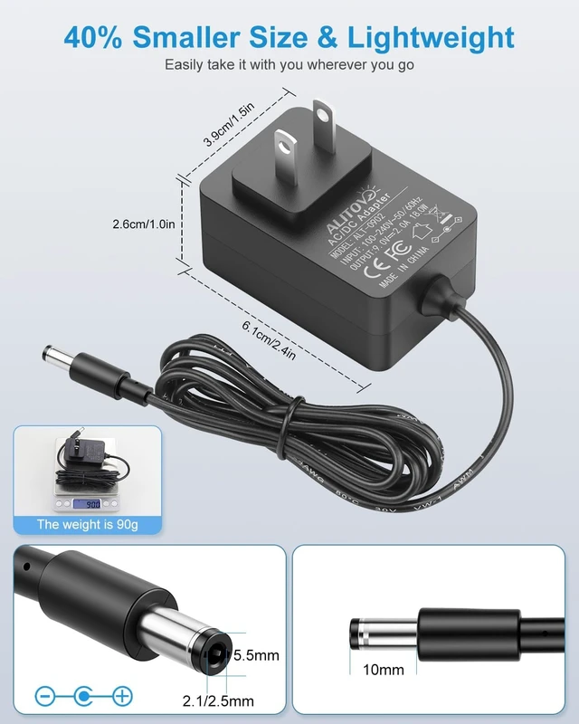 Alt view image 5 of 7 - Upgrade 9V Power Supply GaN 2A 18W AC Adapter 100-240V to DC 9V Power Cord 2Amp 1500mA 1A 800mA 500mA with Polarity Reverse Cable for Guitar Pedal Keyboard LED Light Label Maker Uno R3 R4