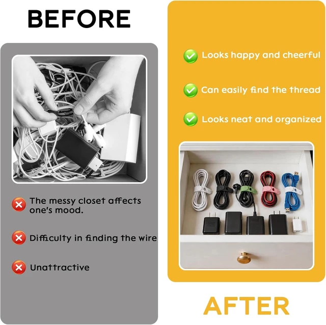 Alt view image 6 of 7 - Silicone Cable Ties for Cord Organizer Cable Management Ties with Lock Buckle Elastic Cable Wraps Management for Multipurpose Cables Travel Essentials for Bundling and Fastening (12 4 Colors)