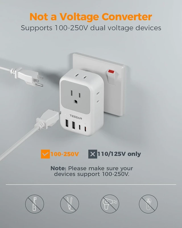 Alt view image 5 of 7 - US to India Plug Adapter 2 Pack PD 20W Type D Travel Adapter
