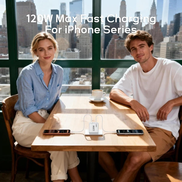 Alt view image 3 of 7 - 120W Fast Charger USB C - 2 Pack 65W PD Dual Port GaN Type C Charging Block