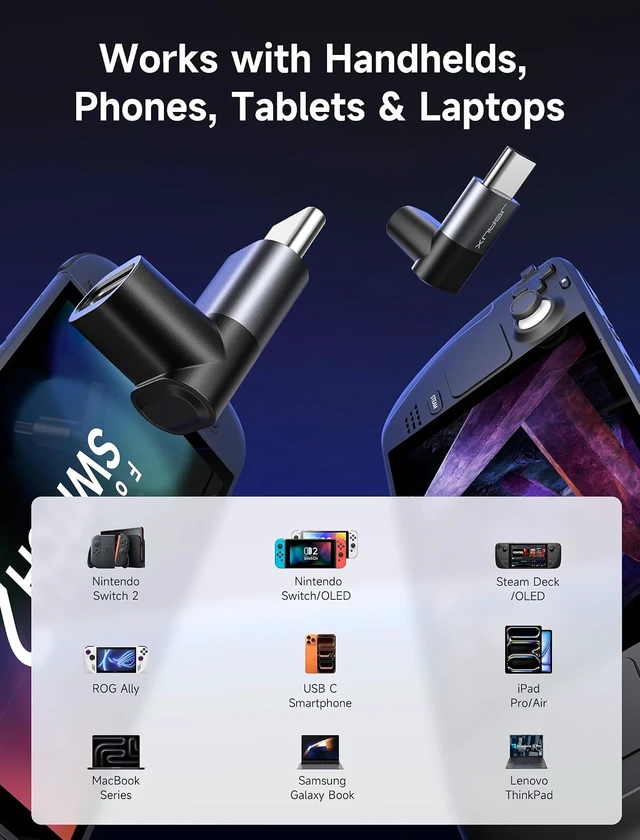 Alt view image 5 of 7 - 90 Degree USB C to USB C Adapter 2-Pack 100W 40Gbps Gray