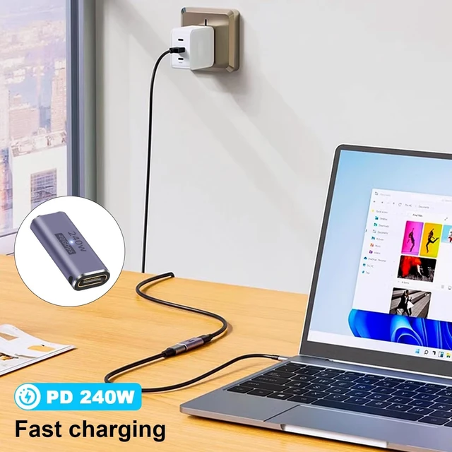 Alt view image 2 of 7 - 240W USB C Coupler 8K USB C Female to Female Adapter 40Gbps USB Type C Extension Compatible with Thunderbolt 4/3 Devices for MacBook iPad (4 Pack)