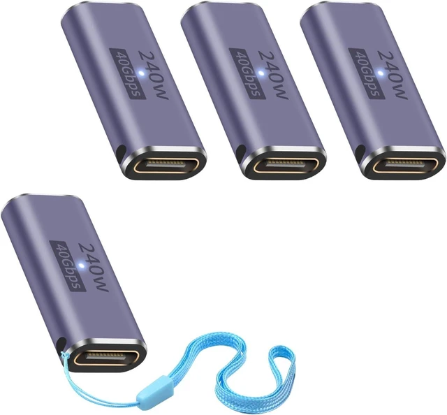 Main image of 240W USB C Coupler 8K USB C Female to Female Adapter 40Gbps USB Type C Extension Compatible with Thunderbolt 4/3 Devices for MacBook iPad (4 Pack)