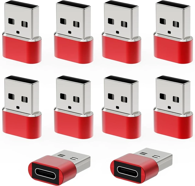 Main image of USB to USB C Adapter 10 Pack USBC Female to A Male Car Charger Type C Converter for iPhone 17 16 16e Pro Max 15 14 13 12 Plus Watch Airpods Compatible for Switch Galaxy S25