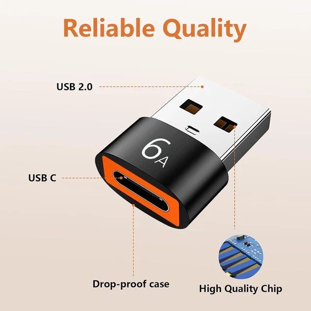 Alt view image 5 of 7 - 12 Pack 10Gbps/120W USB C to USB3.1 Adapter Type C Male to USB Female Adapter for Smartphone PC Laptop Tablet Keyboard (Black 12 USB to Type-C)