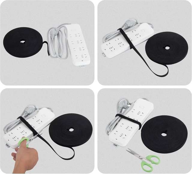 Alt view image 2 of 5 - Nylon Hook and Loop Cable Ties Black Self-Adhesive Reusable Cable Rolls-Customizable Length for Electricians Home Cable Tie Alternative Organizer Tape for Wires(25Yd X1Rolls)