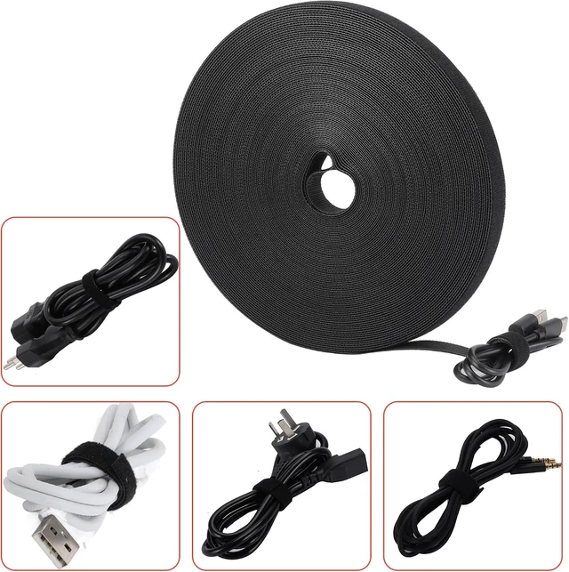 Alt view image 5 of 5 - Nylon Hook and Loop Cable Ties Black Self-Adhesive Reusable Cable Rolls-Customizable Length for Electricians Home Cable Tie Alternative Organizer Tape for Wires(25Yd X1Rolls)
