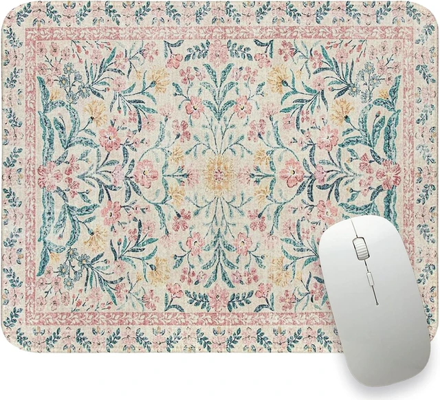 Main image of Retro Boho Flroal Mouse Pad Cute Mousepad for Desk Women 10x8
