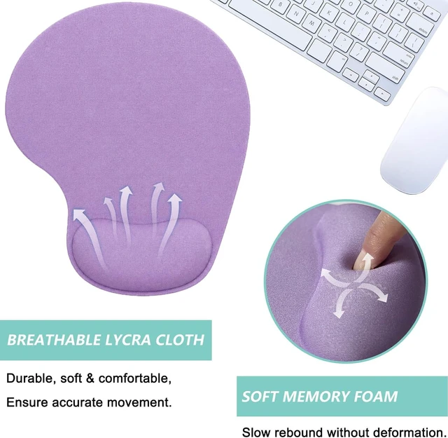 Alt view image 3 of 7 - Mouse Pad with Wrist Support Ergonomic Mouse Pads with Memory Foam Wrist Rest Easy Typing Pain Relief Comfortable Home Office Computer Wrist Support Pads for Working Studying Gaming Purple