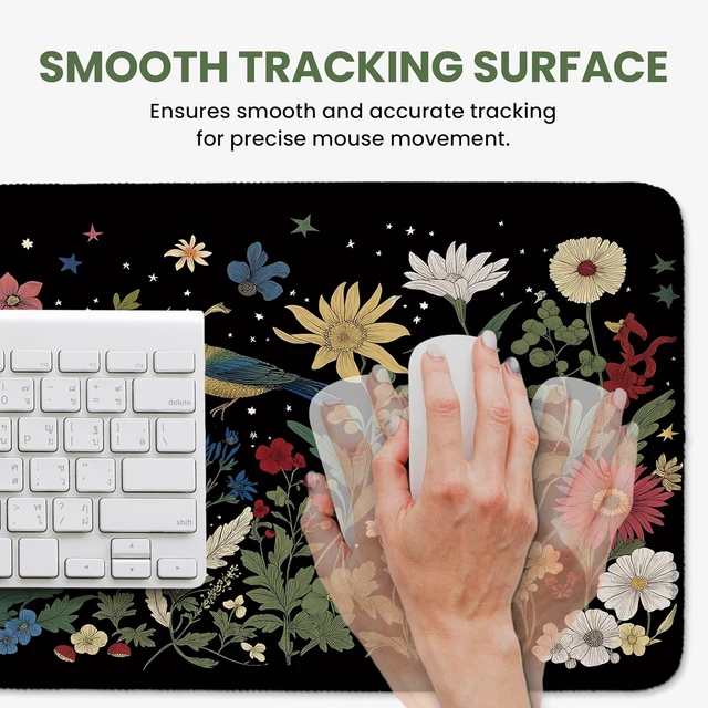 Alt view image 4 of 7 - Aesthetic Desk Mat Cute Enchanted Garden Desk Pad Protector for Work & Decor 31.5 x 11.8 Pretty Non-Slip Extended Mouse Pad for Office or Home