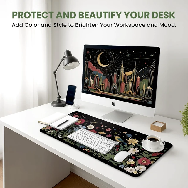 Alt view image 6 of 7 - Aesthetic Desk Mat Cute Enchanted Garden Desk Pad Protector for Work & Decor 31.5 x 11.8 Pretty Non-Slip Extended Mouse Pad for Office or Home