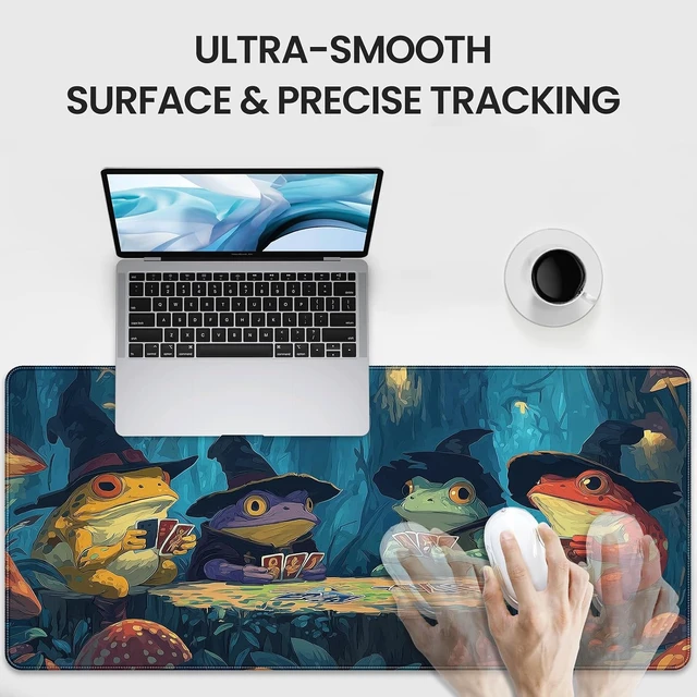 Alt view image 4 of 7 - Anime F Playing Card Gaming Mouse Pad Extended 35.4 x 15.7 Inches Non-Slip Rubber Base Stitched Edges Water Proof XXL Desk Mat