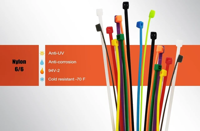 Alt view image 3 of 6 - 8 Inch 1000pcs Colored Zip Ties 20lb Strength Multi-Purpose Cable Ties