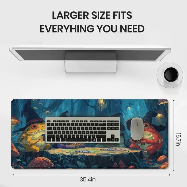 Alt view image 6 of 7 - Anime F Playing Card Gaming Mouse Pad Extended 35.4 x 15.7 Inches Non-Slip Rubber Base Stitched Edges Water Proof XXL Desk Mat