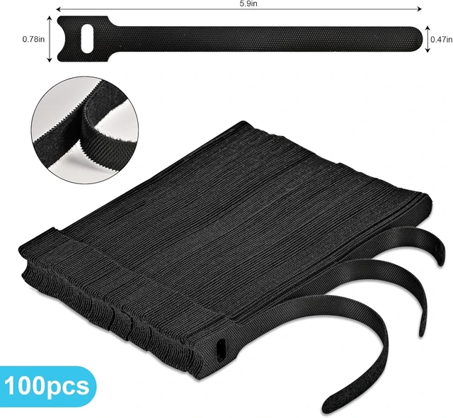 Alt view image 2 of 7 - 100 Pack Reusable Hook?Loop Cable Ties Adjustable Cord Wire Organizer