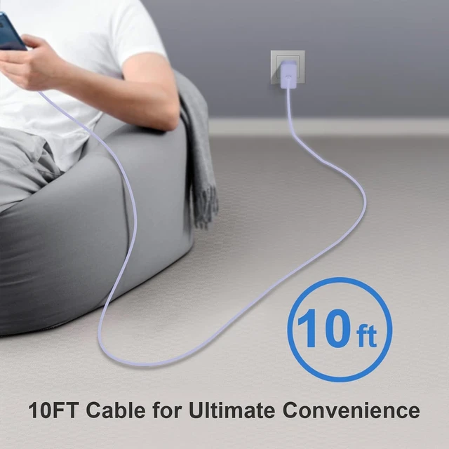 Alt view image 6 of 7 - USB C Charger Type C Charger Fast Charging Long 10FT 45W Charger