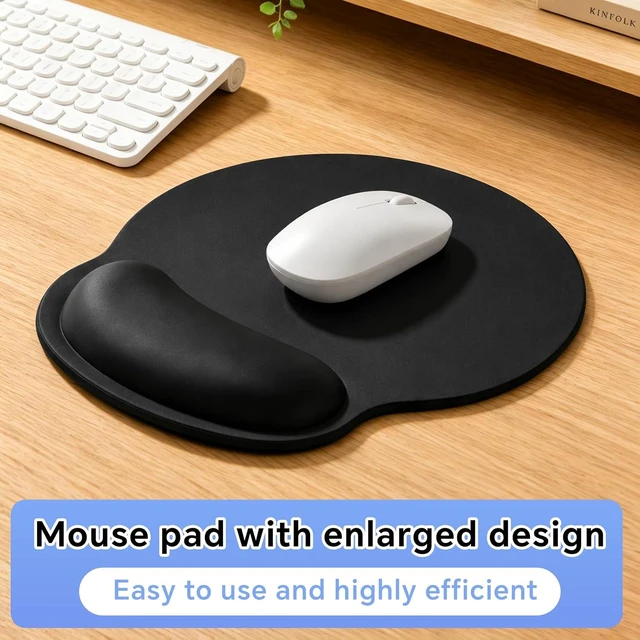 Alt view image 4 of 7 - Ergonomic Mouse Pad with Wrist Rest Contoured Fit Relieves Wrist Pressure Smooth Lycra Surface for Free Gliding Non-Slip PU Base Soft Elastic Support Mouse Mat for Home Office (Black)