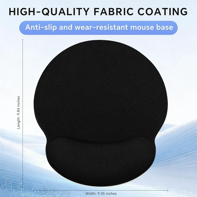 Alt view image 6 of 7 - Ergonomic Mouse Pad with Wrist Rest Contoured Fit Relieves Wrist Pressure Smooth Lycra Surface for Free Gliding Non-Slip PU Base Soft Elastic Support Mouse Mat for Home Office (Black)