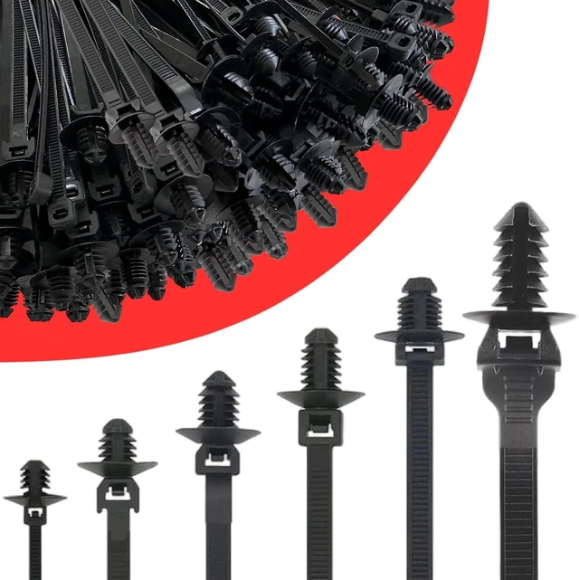 Main image of 60Pcs Nylon Universal Cable Tie with Buckle Push Mount Zip Tie Mount ChristmasTree Zip Ties Mounts Automotive Cable Ties Wire Clips Fuel Line Ziptie High Temp Heat Resistant Wire Wrap (6-Types)