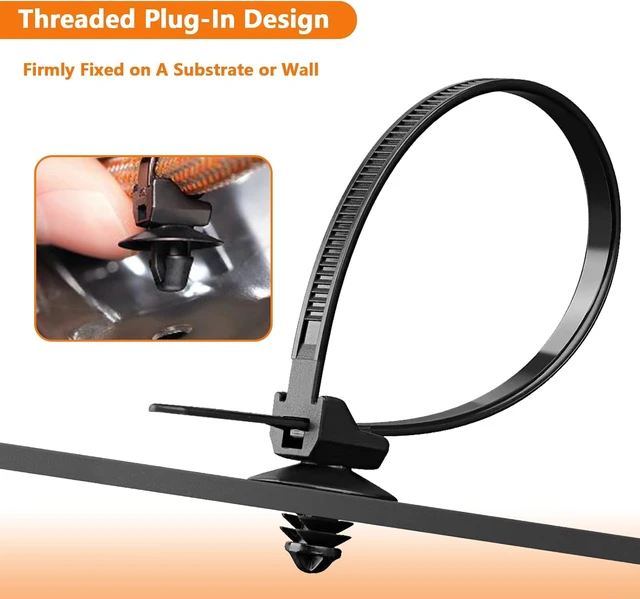Alt view image 3 of 7 - 60Pcs Nylon Universal Cable Tie with Buckle Push Mount Zip Tie Mount ChristmasTree Zip Ties Mounts Automotive Cable Ties Wire Clips Fuel Line Ziptie High Temp Heat Resistant Wire Wrap (6-Types)