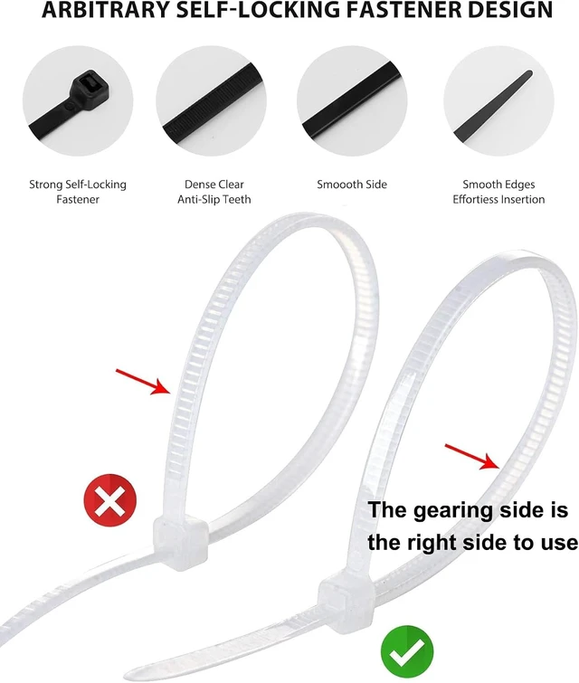 Alt view image 4 of 7 - Zip Ties Assorted Sizes 400 Pack 4/6/8/12 Inch Cable Ties Heavy Duty Plastic Wire Ties UV Resistant Zipties Black Small Zip Tie Wraps Assortment Cord Management for Home Office Gardening