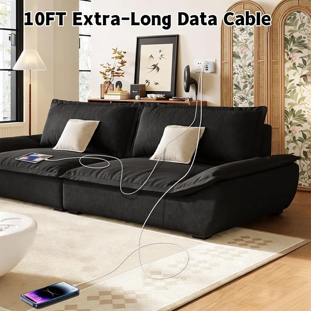 Alt view image 6 of 7 - 100W USB C iPhone 17 16 15 Charger Fast Charging 2-Pack 10Foot Type C Woven Cable and 1-Pack 5-Port i Phone Charger Fast Charging Block for iPhone 17 Pro/17 Pro Max/Air/16 Pro Max/15 Plus/iPad Pro/Air