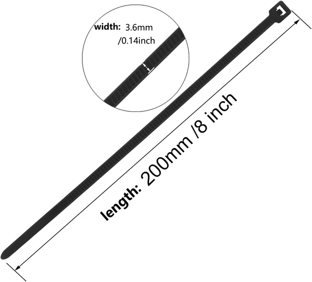 Alt view image 2 of 6 - 8 Inch Black Zip Tie 1000 PCS 40 Lbs - Small to Medium Zip Tie Nylon PA66 UV Resistant Cable Tie Heavy Duty for Indoor and Outdoor Use - Ideal for bundling and securing objects