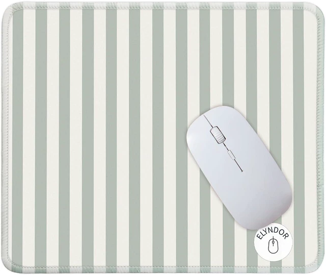 Main image of Mouse Pad for Desk with Stitched Edge Premium Cute Washable Mouse Pads. Computer Mousepad with Non-Slip Rubber Base Mousepads for Laptop 9.25x7.75x0.12 inch (Green Stripes)