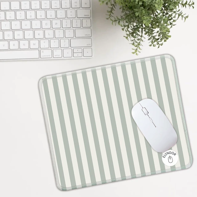 Alt view image 2 of 7 - Mouse Pad for Desk with Stitched Edge Premium Cute Washable Mouse Pads. Computer Mousepad with Non-Slip Rubber Base Mousepads for Laptop 9.25x7.75x0.12 inch (Green Stripes)