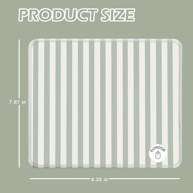Alt view image 5 of 7 - Mouse Pad for Desk with Stitched Edge Premium Cute Washable Mouse Pads. Computer Mousepad with Non-Slip Rubber Base Mousepads for Laptop 9.25x7.75x0.12 inch (Green Stripes)