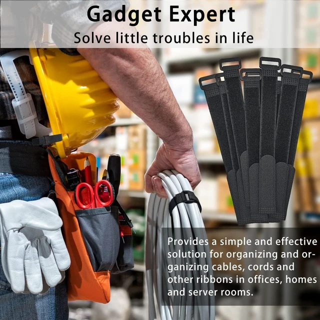Alt view image 5 of 7 - 30pcs Reusable Cable Ties 6 Inch - Hook and Loop Cinch Straps for Wire Management - Heavy Duty Cord Organizer & Wire Ties for Electronics PC Home & Office