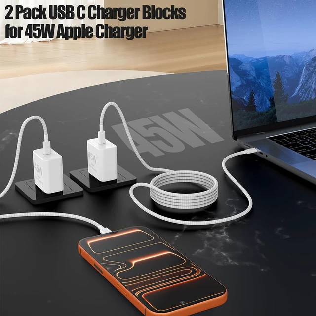 Alt view image 5 of 7 - 45W iPhone 18 17 16 Pro Max Charger Fast Charging with Braided Fast Cable