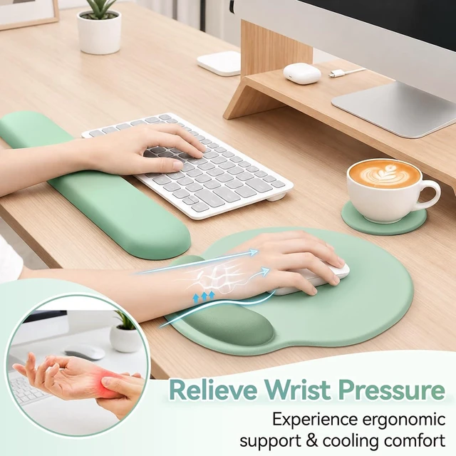 Alt view image 2 of 7 - Mouse Pad with Wrist Rest 2-in-1 Mousepad with Wrist Support Set