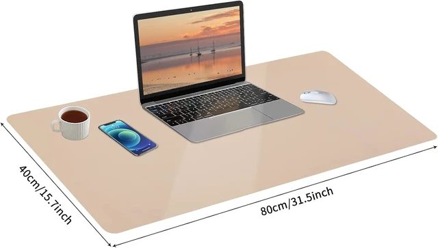 Alt view image 4 of 7 - Leather Desk Pad Mouse Pad Non-Slip Desk Protector Mat Leather Desk Blotter Computer Desk Pad Waterproof Desk Mat for Office Home Decor - Beige (31.5×15.7 Inches)