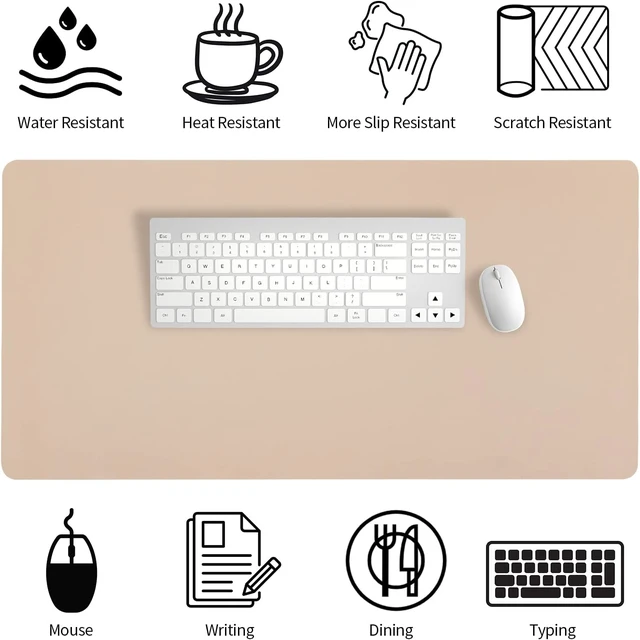 Alt view image 6 of 7 - Leather Desk Pad Mouse Pad Non-Slip Desk Protector Mat Leather Desk Blotter Computer Desk Pad Waterproof Desk Mat for Office Home Decor - Beige (31.5×15.7 Inches)