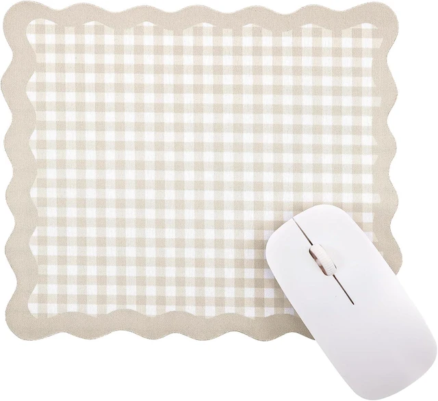 Main image of Brown Scalloped Gingham Mouse Pad 9x7.9 Inch