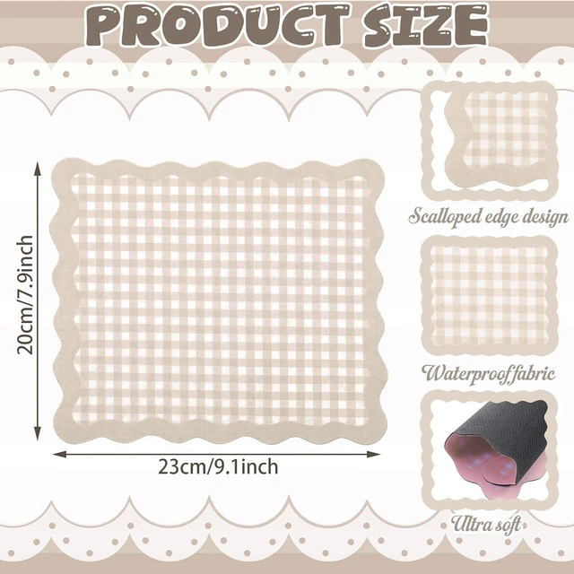 Alt view image 2 of 6 - Brown Scalloped Gingham Mouse Pad 9x7.9 Inch