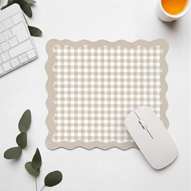 Alt view image 4 of 6 - Brown Scalloped Gingham Mouse Pad 9x7.9 Inch