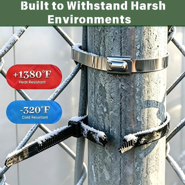Alt view image 7 of 7 - 155PCS Heavy Duty 304 Stainless Steel Cable Tie Gun Kit Includes 150PCS Metal Zip Ties(3 Sizes) Self-Locking UV & Corrosion Resistant for Fence Exhaust Pipe Chicken Coop Farm Use (Red)