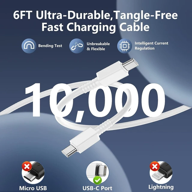 Alt view image 2 of 7 - 65W USB C Charger for iPhone 18/17 Pro Max 3-Port Fast Charge USB C Charge