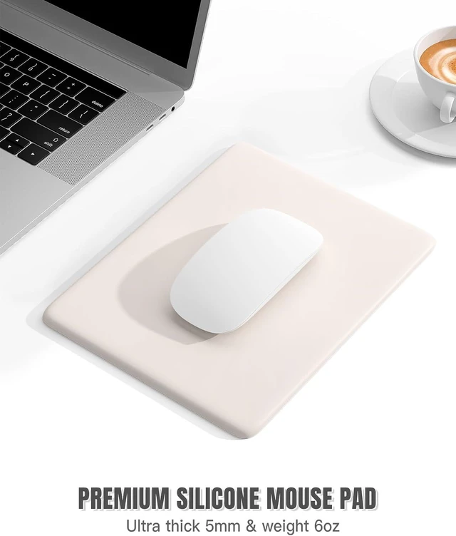 Alt view image 2 of 7 - Small Mouse Pad 7.1 x 8.7 x 0.2 in Thick Computer Mousepad with Anti-Slip Silicone Base Portable & Washable Mini Desk Mats Cute Mouse Mat for for Laptop Wireless Travel Gaming Beige