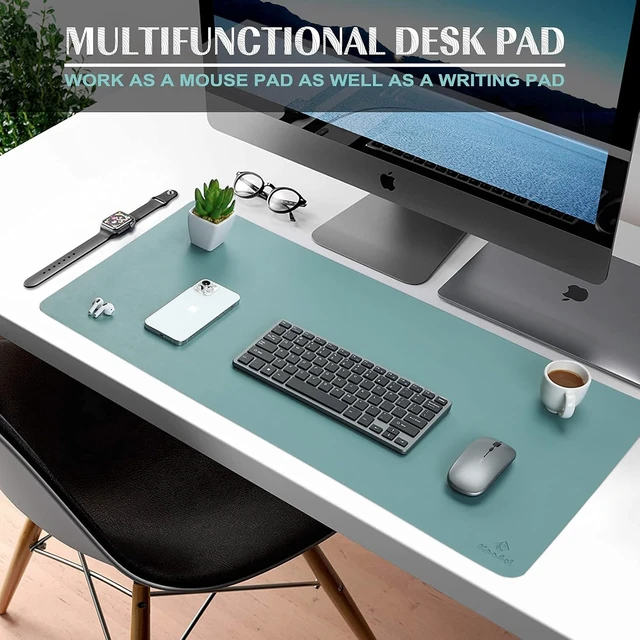 Alt view image 2 of 6 - Large Office Desk Mat Leather Mouse Pad (31.5x15.7 Green)