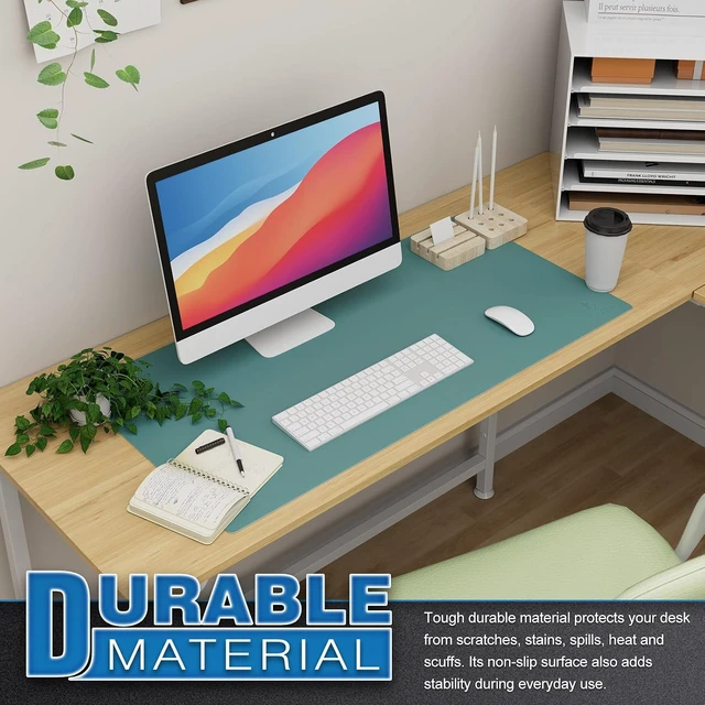 Alt view image 5 of 6 - Large Office Desk Mat Leather Mouse Pad (31.5x15.7 Green)