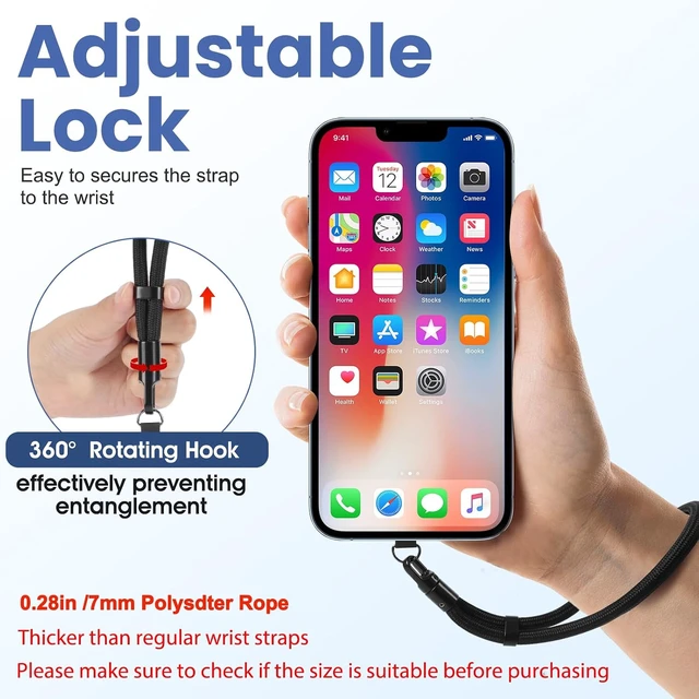 Alt view image 4 of 7 - Phone Lanyard 2 Pack Adjustable Cell Phone Lanyard Strap Hand Wrist Strap Lanyard with Tether Tabs for Smartphones
