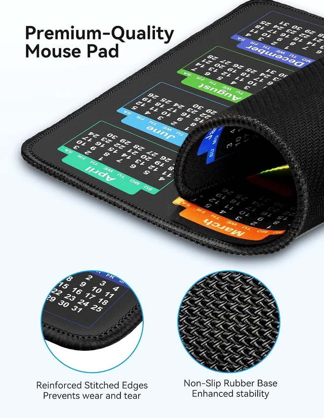 Alt view image 4 of 7 - Mouse Pad 2027 Calendar Waterproof Non?Slip Rubber Base