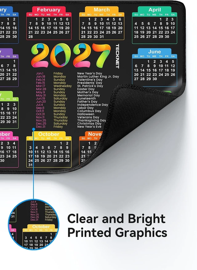 Alt view image 5 of 7 - Mouse Pad 2027 Calendar Waterproof Non?Slip Rubber Base