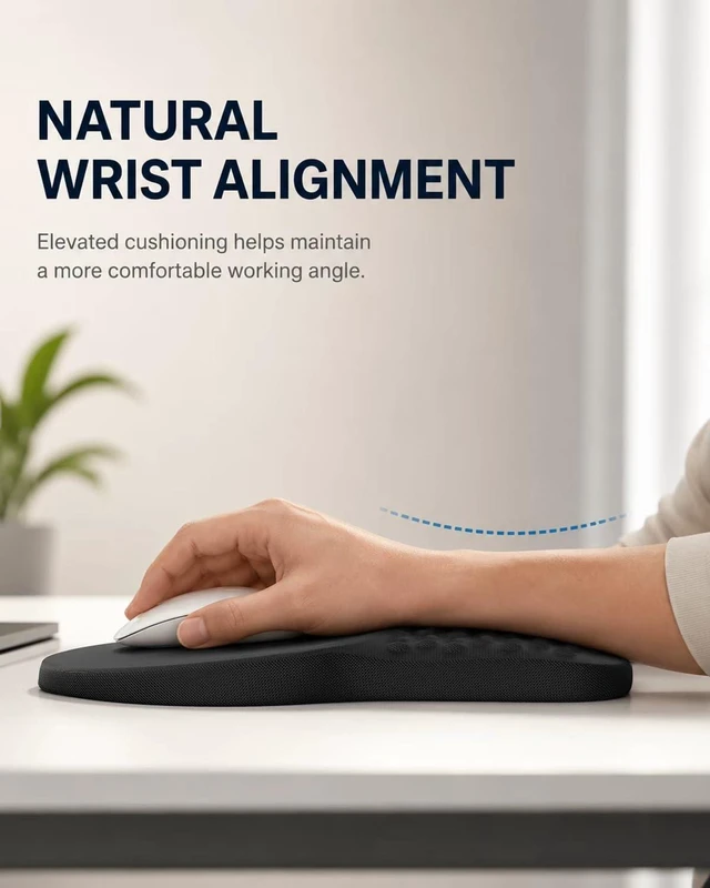 Alt view image 2 of 7 - Ergonomic Mouse Pad with Wrist Rest Support Mousepad for Carpal Tunnel Pain Relief Memory Foam with Massage Design Non-Slip Base for Office Home Gamming