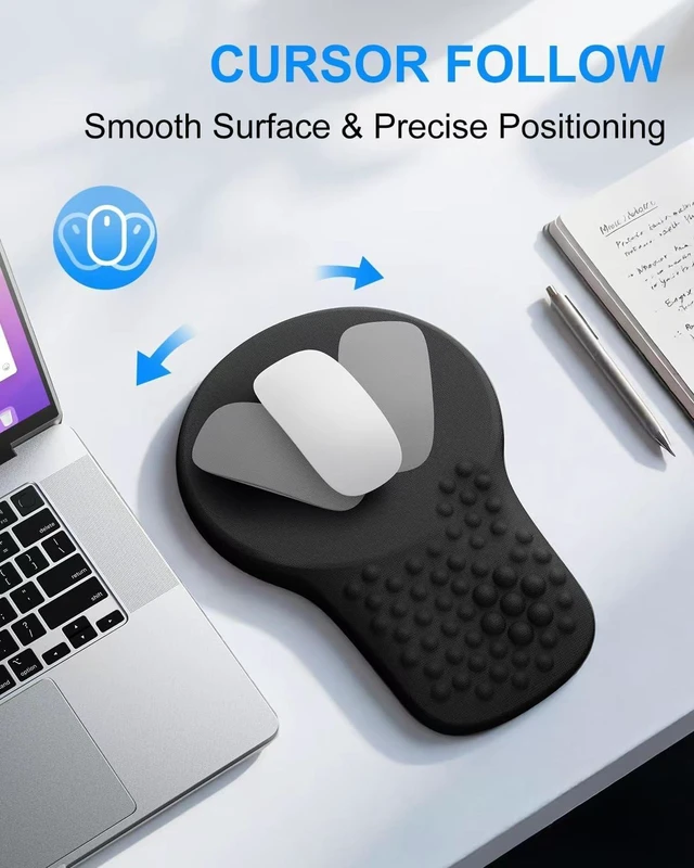 Alt view image 3 of 7 - Ergonomic Mouse Pad with Wrist Rest Support Mousepad for Carpal Tunnel Pain Relief Memory Foam with Massage Design Non-Slip Base for Office Home Gamming