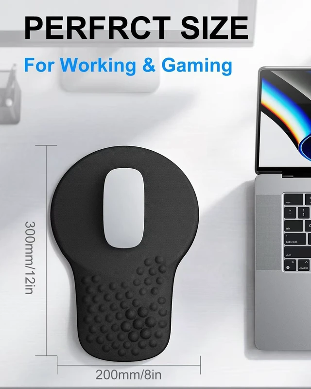 Alt view image 4 of 7 - Ergonomic Mouse Pad with Wrist Rest Support Mousepad for Carpal Tunnel Pain Relief Memory Foam with Massage Design Non-Slip Base for Office Home Gamming