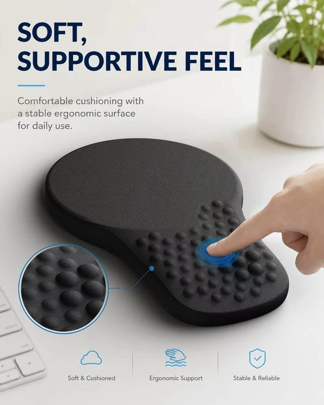 Alt view image 6 of 7 - Ergonomic Mouse Pad with Wrist Rest Support Mousepad for Carpal Tunnel Pain Relief Memory Foam with Massage Design Non-Slip Base for Office Home Gamming